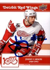 Jimmy Carson Signed 2025/26 Upper Deck Detroit Red Wings Centennial Card #53