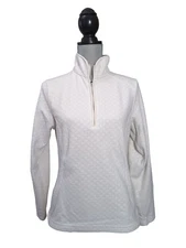 Lands End Quarter Zip Fleece Sweatshirt Womens S White Gorpcore Granola Girl