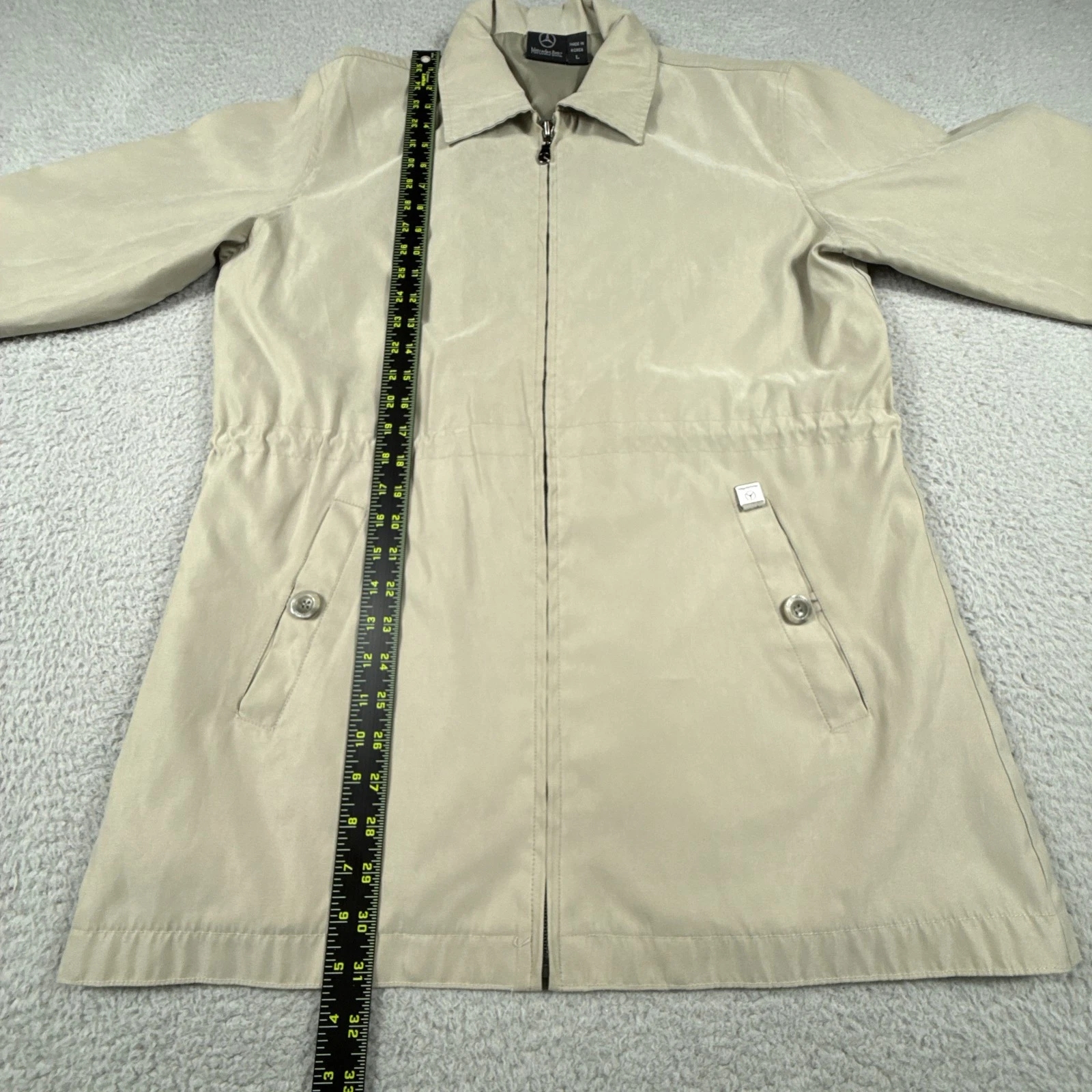 Vintage Mercedes Benz Jacket Mens Large Beige Windbreaker Coat Full Zip Lined image 5