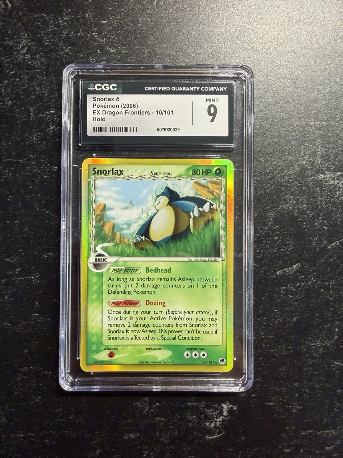 CGC 9 MINT Snorlax 2006 EX Dragon Frontiers 10/101 Holo Rare Pokemon Card