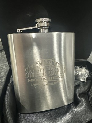 Moonshine Flask Smith Creek Nashville Tennessee Stainless Steel Set