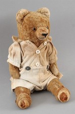 Antique Early-20thC Jointed Mohair Straw Filled Teddy Bear Doll Toy, NO RESERVE