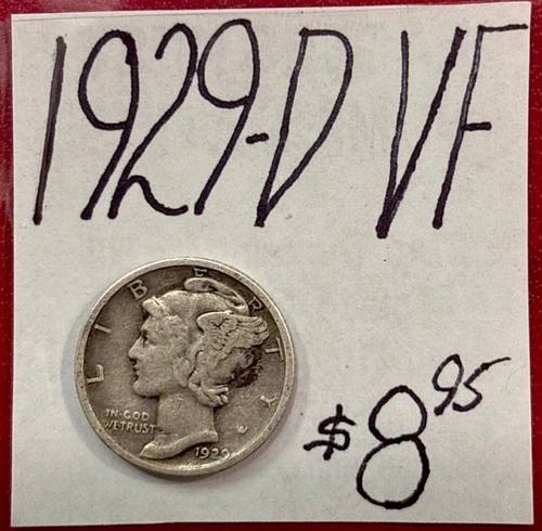 1929-D Mercury Silver Dime (VF) Very Fine Condition! ENN Coins