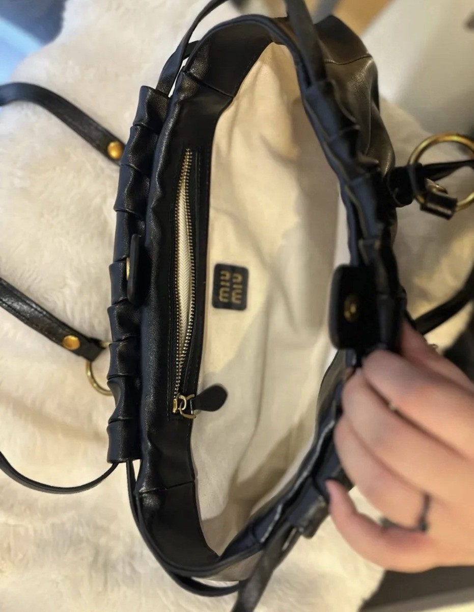 Miu Miu Black Shoulder Bag Baseball & Glove Charms Gold Hardware