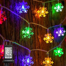 Dazzle Bright Christmas Snowflakes String Lights, 100 LED 49FT Waterproof Chr...