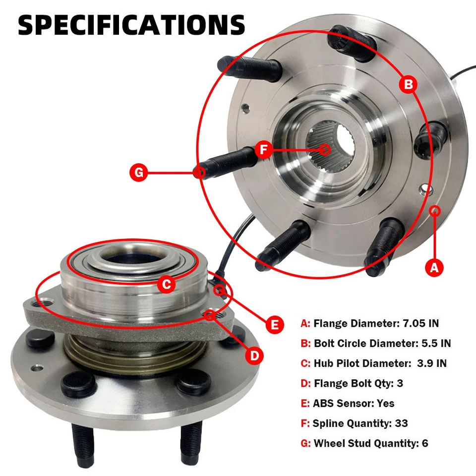 Buje de cojinete de rueda delantera 4x4 MOOG 515160 para Chevy Silverado GMC Sierra Yukon XL Foto 3 de 4