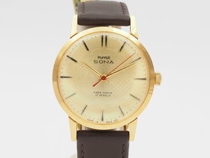 Authentic Vintage SONA Para Shock Wrist Watch, 17 Jewellery Hand Wound, Gold Plated -