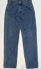 Levi's 505 Jeans Red Tab Men's 33 W36 Long Classic Denim Blue Distressed Heel