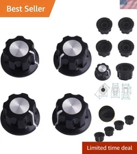 Dopro 10X Guitar Mini Effect Pedal Knobs 6Mm Black W/Silver Cap Knob for Boss Pe