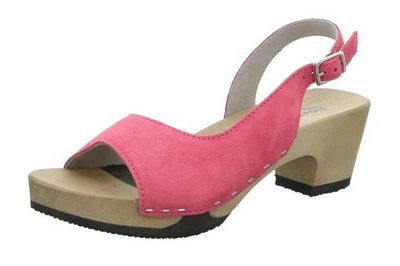 Softclox Sandale Konny 08 Pink Nubukleder Holzsandalette Blockabsatz Peeptoes
