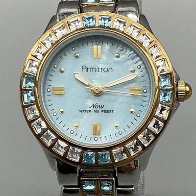 Armitron Now Womens Watch 26mm Blue Dial Crystals Bracelet New Battery 6.25''