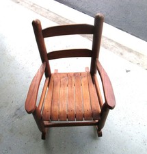 Vintage Wooden Ladder Back Rocking Chair Rustic Wood Slat Rocker Child Size 23"