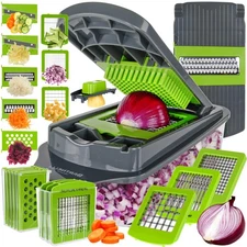 15 Pc Onion Chopper, Veggie Slicer, Multi Functional Kitchen Gadget, Gray