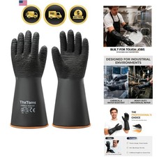 Heavy Duty Rubber Gloves, Industrial Chemical Resistant Gloves Waterproof Reu...