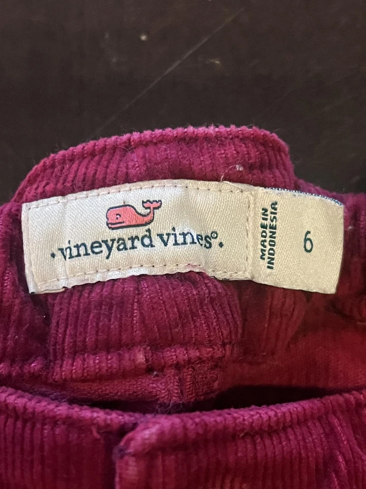 Pantalones Vineyard Vines Niñas 6 Rosa Pana Cintura Ajustable Dobladillo Crudo Elástico Foto 4 de 4