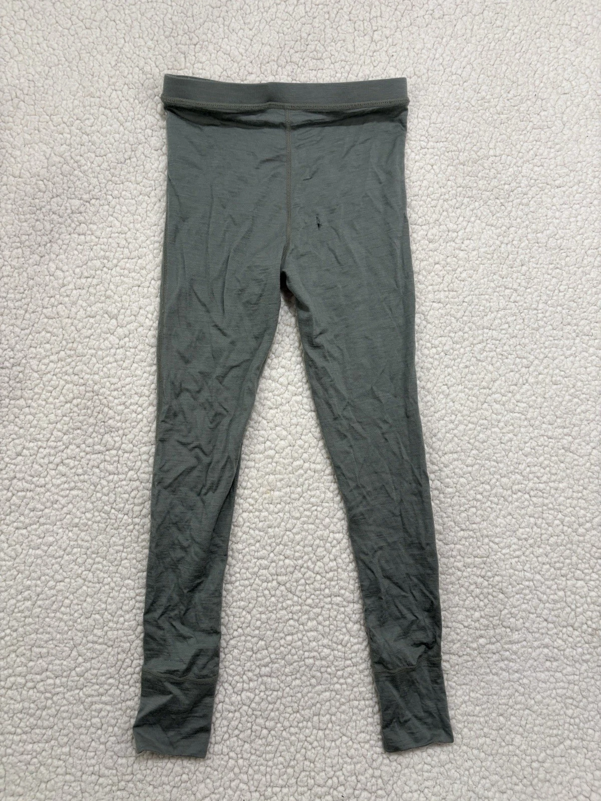 Woolino 100% Wool Leggings Base Layer Pants Kids Youth Size 8 Green Warm Boys