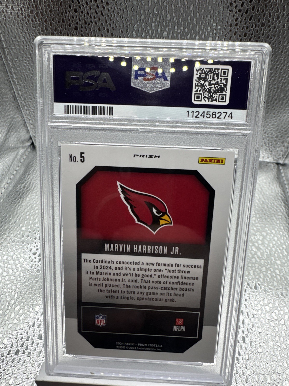 2024 Panini Prizm - Emergent Marvin Harrison Jr. #5 Green Ice Prizm (RC) PSA 10 view 4