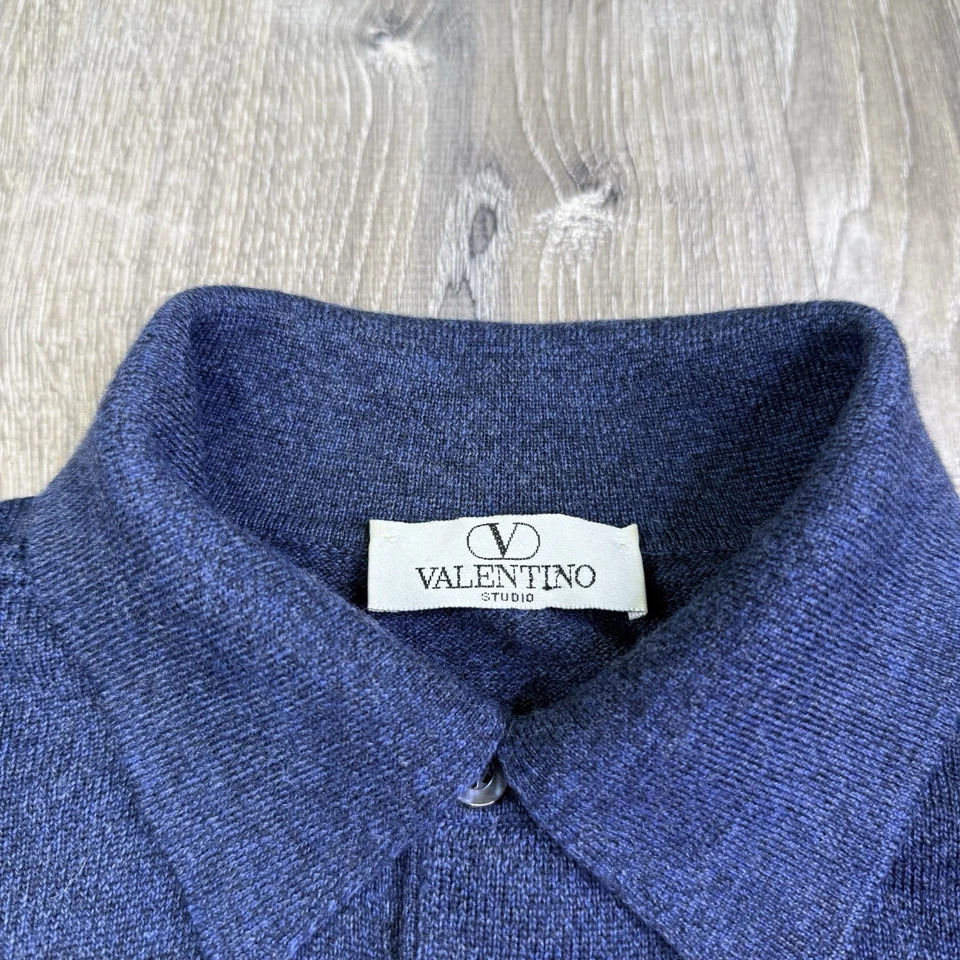 Vintage Valentino Studio Pure Wool Sweater Blue Mens Size XXL Made In Italy - Image 4 of 4