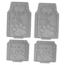 Car Floor Mats - Adorable Paw Print, Heavy-Duty Rubber Floor Mats for Gray