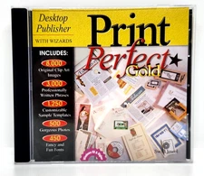 PRINT PERFECT GOLD DESKTOP PUBLISHER with WIZARDS CD-ROM (1999) SWIFT JEWEL