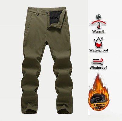 Thick Warm Fleece Hiking Pants Men Winter Waterproof Windproof Outdoor Soft Shel