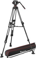 Image of manfrotto 504x fluid video head & 645 fast twin aluminum tripod (No Box)