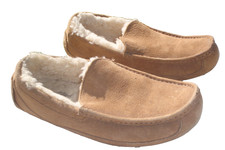UGG ASCOT Men 10 EU 43 Sand Brown Suede 5775 SLIPPER moccasins Sheepskin 9.5 