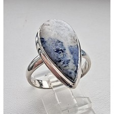 925 STERLING SILVER NATURAL 21x12 mm pear BLUE SODALITE RING SIZE 10.25 AT