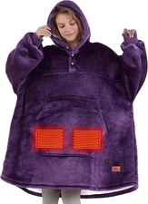 Degrees of Comfort Heated Wearable Blanket, Cordless Electric 38x32", Purple 