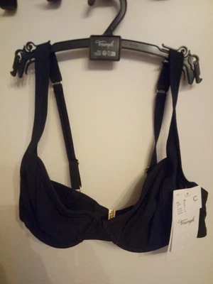 Triumph Summer Twist W 01 Bikini Oberteil BH 38C Schwarz Gold NEU mit Etikett - Bild 1 von 3