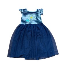 Wonder Nation Tutu Dress Kids Navy Blue Sequin Daisy Striped SIZE M 7-8