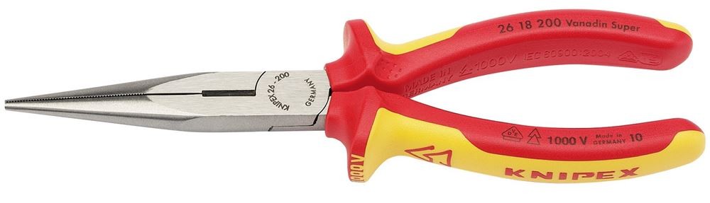 KNIPEX 32012 KNIPEX 26 18 200UKSBE VDE Fully Insulated Long Nose Pliers, 200mm