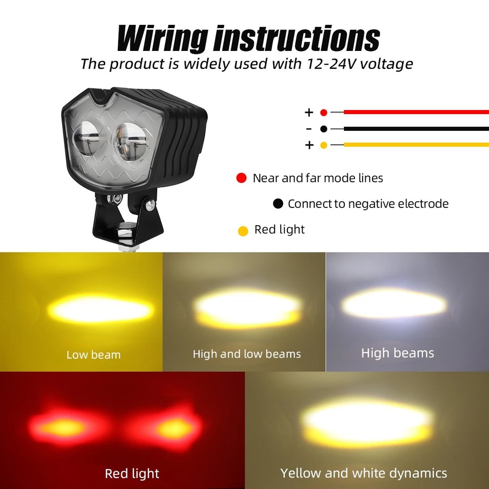 Motorcycle LED Auxiliary Headlight Spotlights Compatible with Scooter Fog Lamp - Image 3 of 4