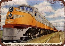 Milwaukee Road Hiawatha Train New Tin Sign Vintage Look Reproduction Aluminum...