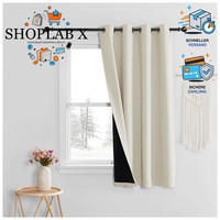 Gardine Verdunkelung Thermovorhang Beige KäLteschutz Mit ÖSen 140X245 Cm