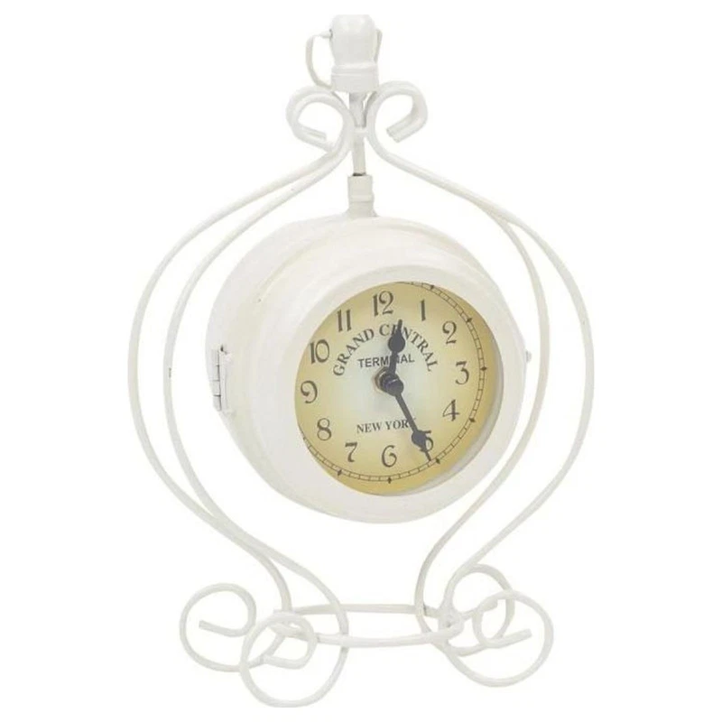Orologio e Termometro da Tavolo Bianco con Supporto 18x9,5x27 cm Vintage, fotografia 4 di 9