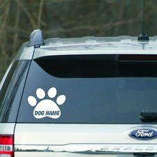 White Personalized paw print Vinyl Decal sticker for Car, laptop, for cat or dog