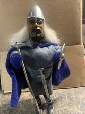 Vintage Norwegian Nordic Sverige Viking Warrior Knight Folk Art Doll Figure 10"