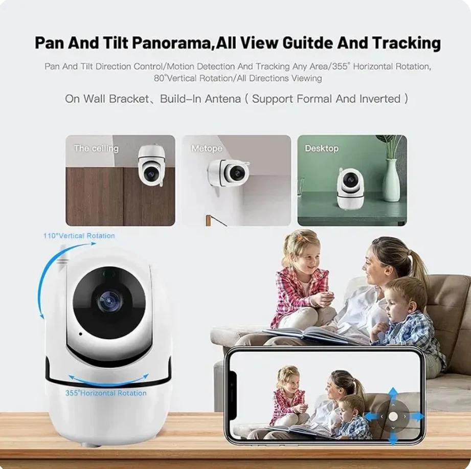 TELECAMERA 1080P HD WIRELESS INTERNA SD IP CAMERA MOTORIZZATA IR INFRAROSSI WIFI - Immagine 4 di 4