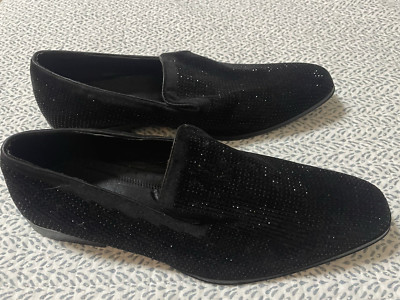 NEW STACY ADAMS MEN'S STYLE 25583 SUAVE SIZE 14M BLACK RHINESTONE LOAFERS