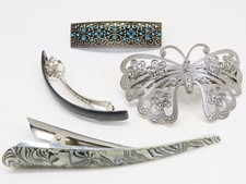 Vintage Hair Barrettes Clips Claw Rhinestone Butterfly Lot D2498