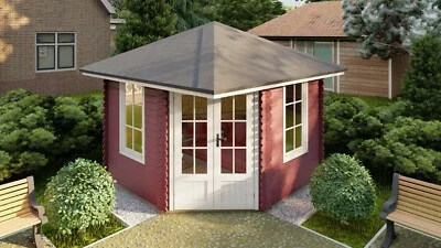NATURHOLZ GARTENHAUS 5-Eck Gartenhaus Blockhaus, Pavillon 3x3M 5-Eckige Holz 40mm Leonie EB40022F18