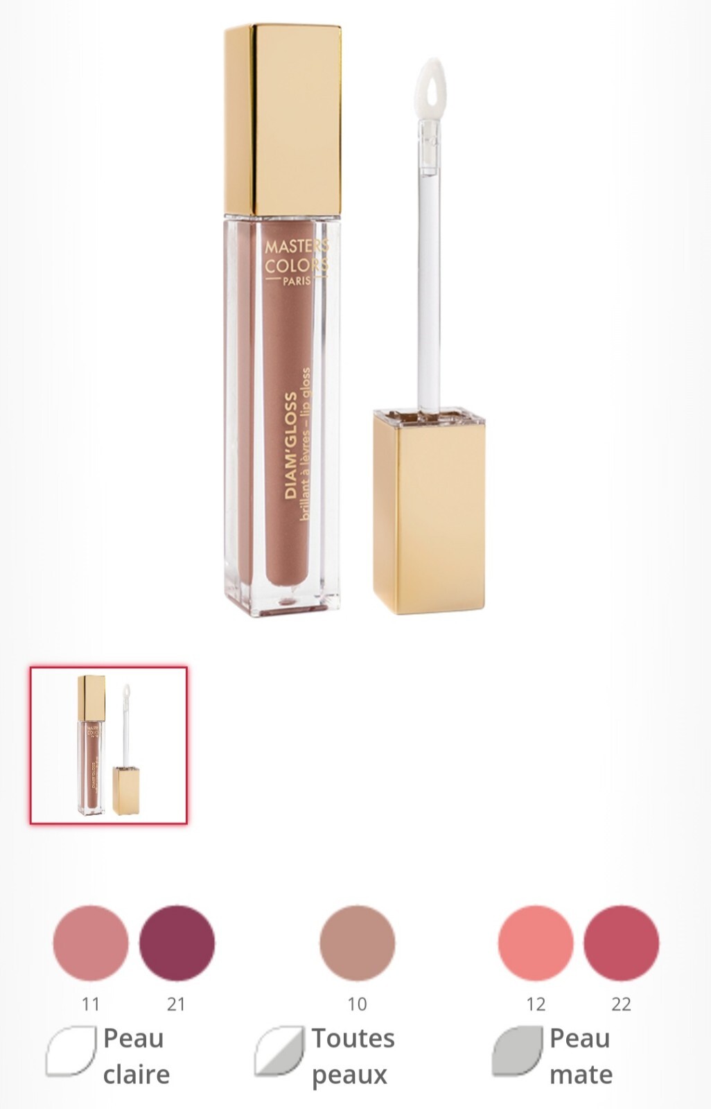 Brillant à Lèvres Masters Colors Diam'Gloss 10 éclat miroir et hydratation intense 4,5 ml