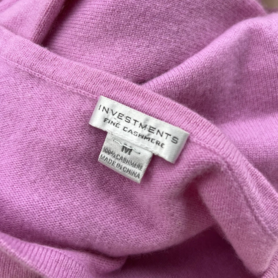 Investments Fine Cashmere Size M Pink Purple Sweater Quarter Sleeves - Image 4 of 4