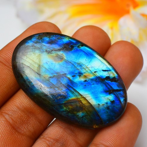 88 Karat ovale Form Cabochon blau auffällig natürlich Labradorit loser Edelstein - Bild 2 von 4