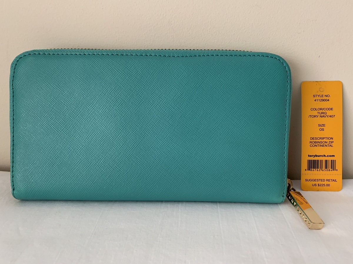 NWT Authen Saffiano Tory Burch Robinson Zip Around Wallet