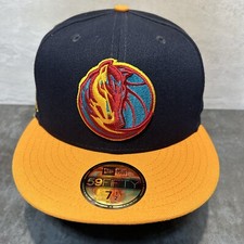 Dallas Mavericks Hat New Era 59FIFTY Fitted 7 1/2 Midnight Navy Orange Neon H45