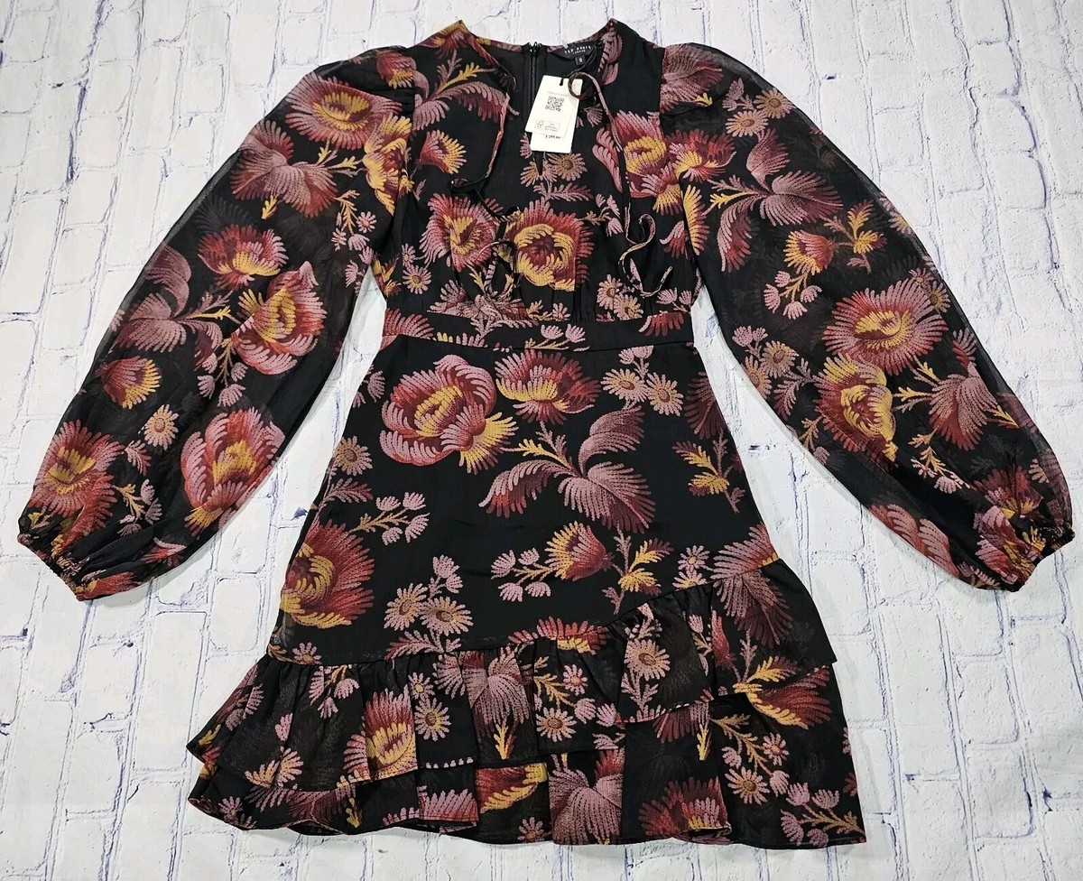 Ted Baker Piara Ruffle Asymmetric Mini Dress WOMENS SIZE US