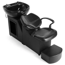 Barber Backwash Unit Chair Ceramic Shampoo Bowl Sink Beauty Salon w/ Footrest