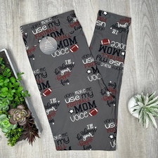 Football Sports Mom Theme Print Soft Stretchy Leggings